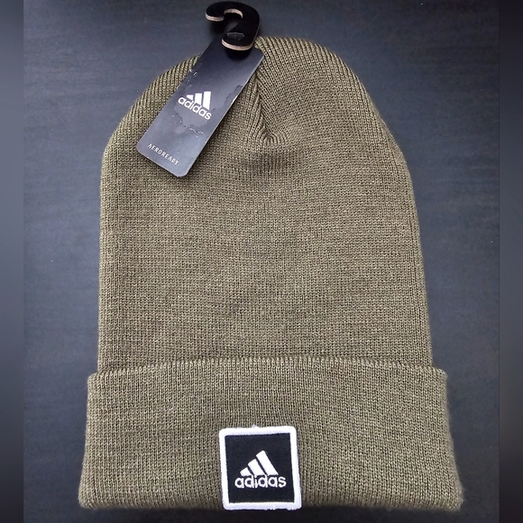 🆕️ Adidas Beanie Unisex Wide Cuff Fold Army green / Olive green NWT - Picture 1 of 4